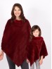 Mom and Kids Diagonal Pattern Faux Fur Poncho 